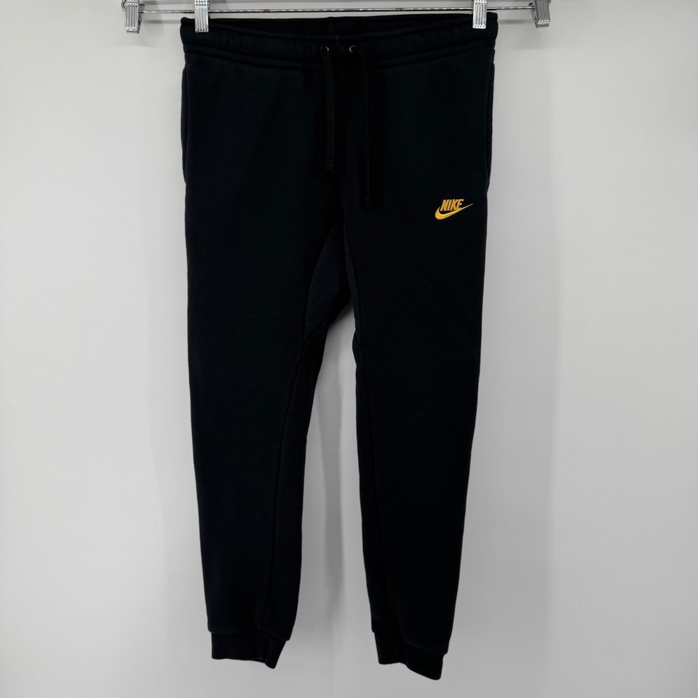 Nike Joggers Mens Small Black Sportswear Club Fleece 804408-011 Gold Logo